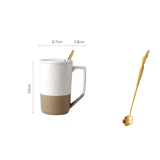 Taza Cerámica Retro Japonesa Grande con Tapa y Cuchara - Image 4