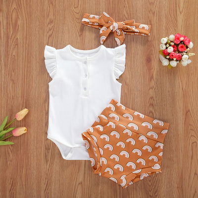 Conjunto de 3 Piezas para Niña: Top Blanco con Botones, Short Estampado y Blazer - Image 5