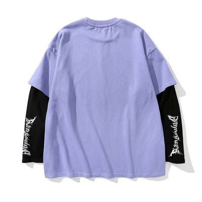 Sudadera Oversize Gótica con Estampado de Letras y Efecto Dos Piezas - Image 8