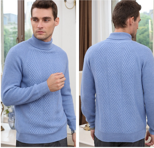 Suéter de Cachemira para Hombre con Cuello Alto y Jacquard - Image 15