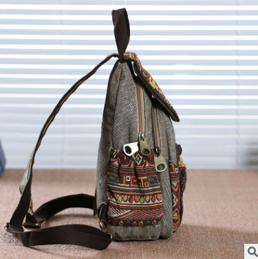 Mochila de Lona Retro Estilo Chino - Bolso de Hombro Compacto para Viajes - Image 4