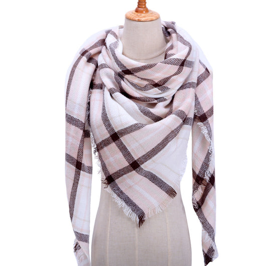 Bufanda de Cashmira Artificial Otoño Invierno Triangular Pareja Cuadros Cálida - Image 26