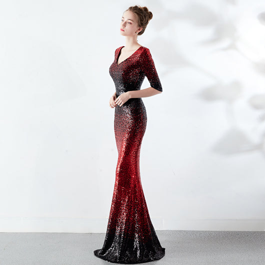Vestido Ajustado Cola de Pez con Lentejuelas - Image 16