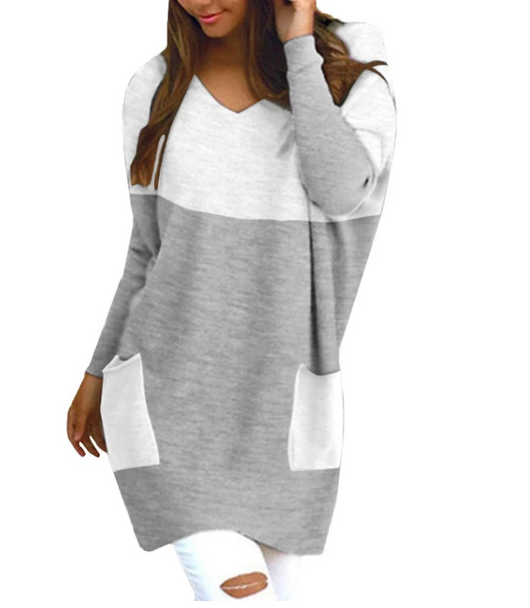Blusa Suelta de Cuello en V y Manga Larga para Mujer