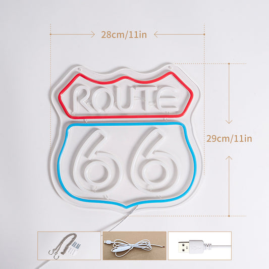 Letrero Neon LED Ruta 66 - Luz Creativa Decorativa
