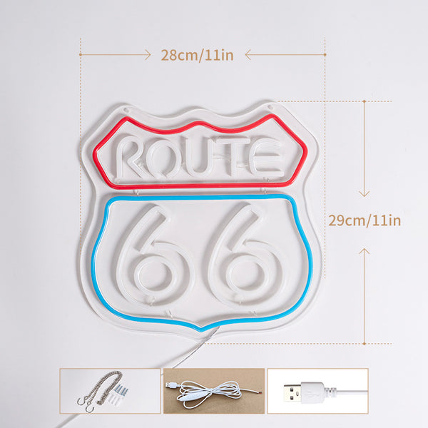 Letrero Neon LED Ruta 66 - Luz Creativa Decorativa