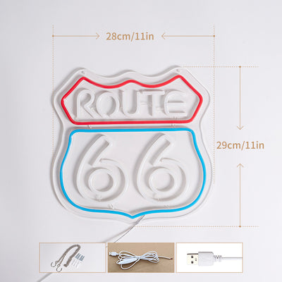 Letrero Neon LED Ruta 66 - Luz Creativa Decorativa