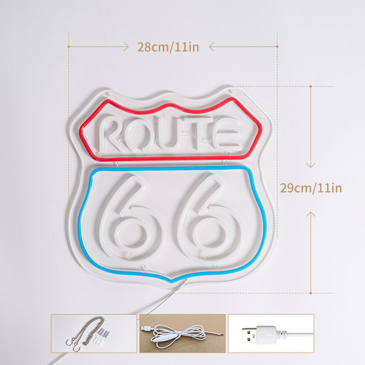 Letrero Neon LED Ruta 66 - Luz Creativa Decorativa
