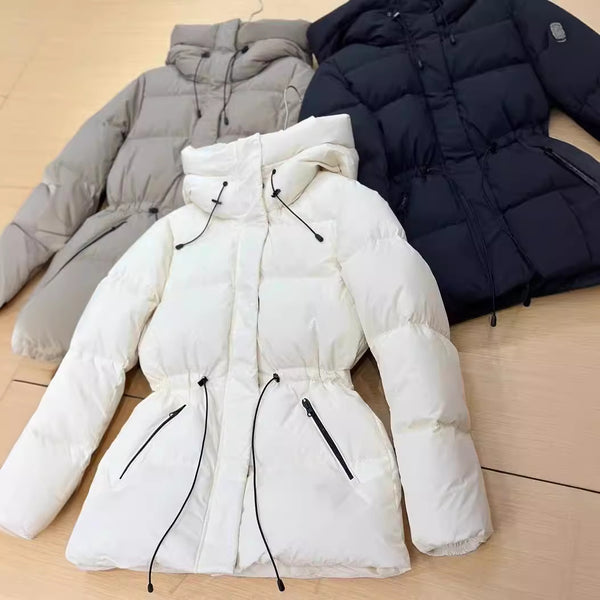 Abrigo Acolchado de Terciopelo con Capucha para Mujer - Chaqueta Cálida