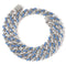 Cadena Cubana de Circonio Blanco y Aguamarina de 12mm