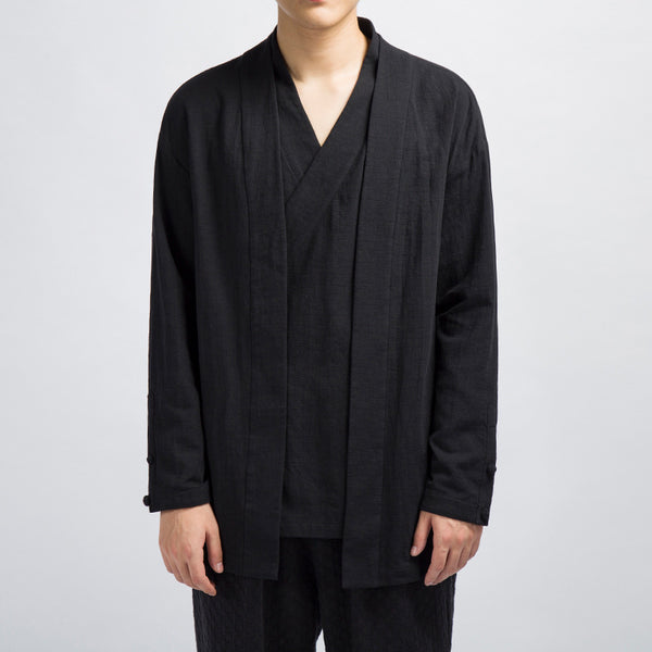 Abrigo Falsa Dos Piezas en Lino - Top de Moda Talla Grande