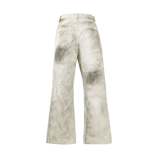 Pantalón Cargo Recto Holgado con Pliegues y Costuras Desgastadas - Image 3