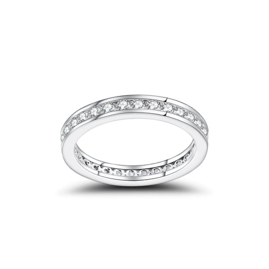 Anillo de Plata 925 con Baño de Oro Blanco y Moissanita en Línea Completa - Image 4