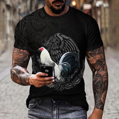 Playera Holgada Águila y Serpiente Cuello Redondo para Hombre - Image 17