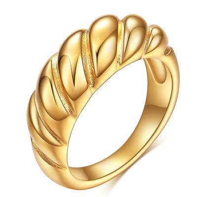Anillo de Pan Retro Torcido en Acero Titanio - Diseño Creativo Europeo - Image 4
