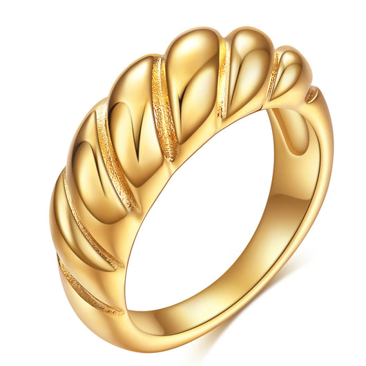 Anillo de Pan Retro Torcido en Acero Titanio - Diseño Creativo Europeo - Image 4