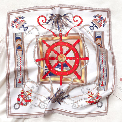 Pañuelo de Seda Cuadrado a Rayas - Accesorio de Moda Versátil - Image 9