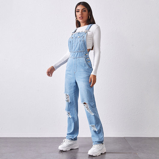 Jumpsuit Denim para Mujer con Roturas - Overol Ajustado Casual - Image 13