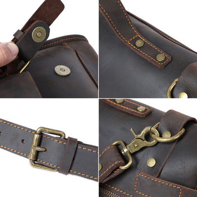 Bolso Bandolera de Cuero Genuino Estilo Retro - Gran Capacidad - Image 12
