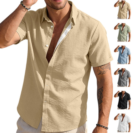 Camisa Casual de Manga Corta con Cuello Solapa - Image 13