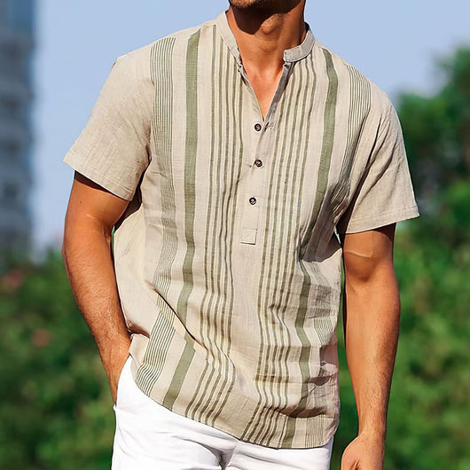 Camisa de Rayas Clásica de Manga Corta para Hombre - Image 3