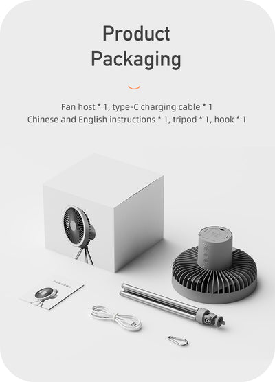Ventilador LED Camping Portátil 3 en 1 con Tripié Ajustable y Carga USB - Image 20