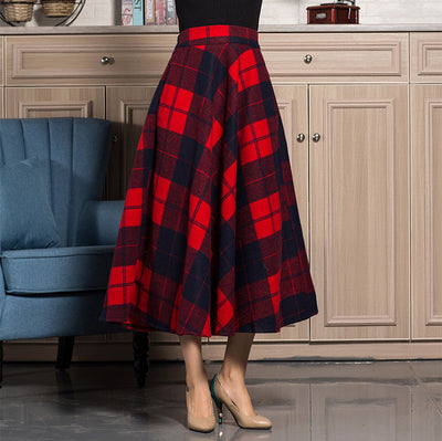 Falda Plaid Cintura Alta Estilo A-Line para Invierno - Image 2