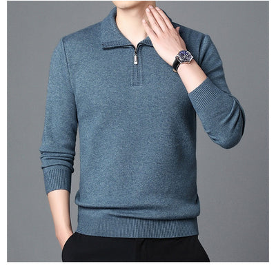 Suéter de Lana 100% Premium con Cuello Solapa - Manga Larga Tejida para Hombre - Image 29