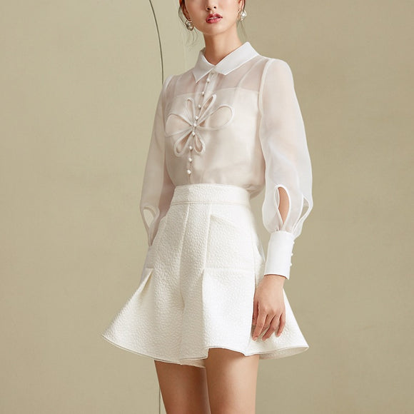 Conjunto de Dos Piezas Shorts Organza con Fragancia Delicada
