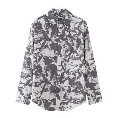 Camisa Estilo Coreano con Hombreras y Estampado Gráfico Moderno - Image 3