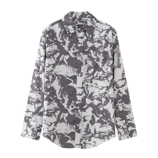Camisa Estilo Coreano con Hombreras y Estampado Gráfico Moderno - Image 3