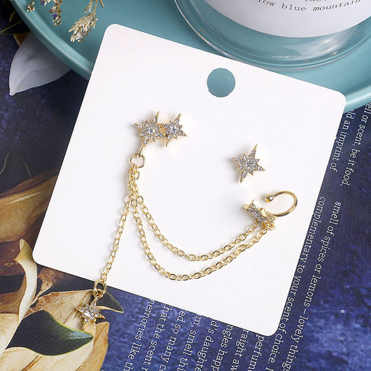 Aretes Asimétricos Diamante Meteor - Estilo Temperamento Dongdaemun - Image 4