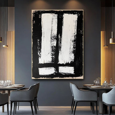Cuadro Abstracto Blanco y Negro - Pintura al Óleo Moderna para Sala de Estar - Image 3
