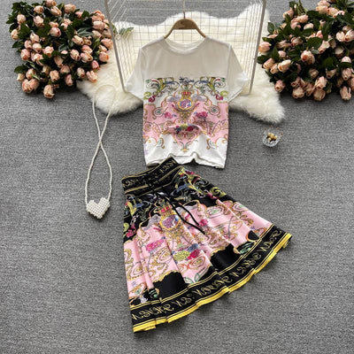 Conjunto de Dos Piezas: Blusa Estampada y Falda Corta para Mujer - Image 5