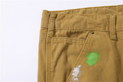 Pantalones Khaki Micro Acampanados con Estampado Graffiti Salpicado - Image 13
