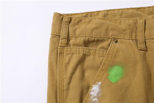 Pantalones Khaki Micro Acampanados con Estampado Graffiti Salpicado - Image 13