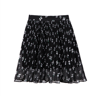 Falda Plisada Corta Estilo Hong Kong Flores Gasa A-Line - Image 3