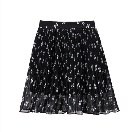 Falda Plisada Corta Estilo Hong Kong Flores Gasa A-Line - Image 3
