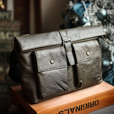 Bolso Bandolera de Cuero para Hombre con Múltiples Bolsillos - Image 6