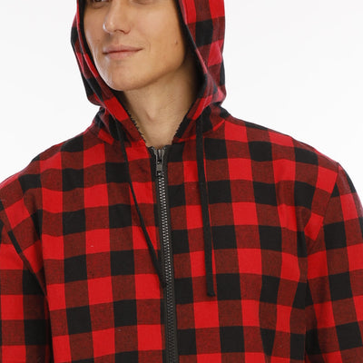 Pijama Enterizo de Franela a Cuadros con Capucha para Hombre - Image 15