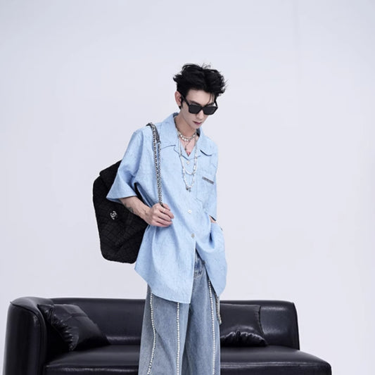 Camisa Texturizada Plisada de Diseño Exclusivo para Hombre