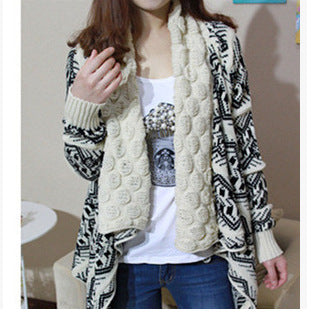 Cardigan Tejido para Mujer con Cuello Burbuja y Patrón Geométrico - Image 2