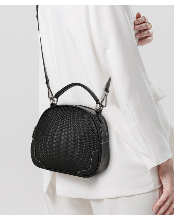Bolso de Cuero Genuino Tejido con Asa para el Hombro