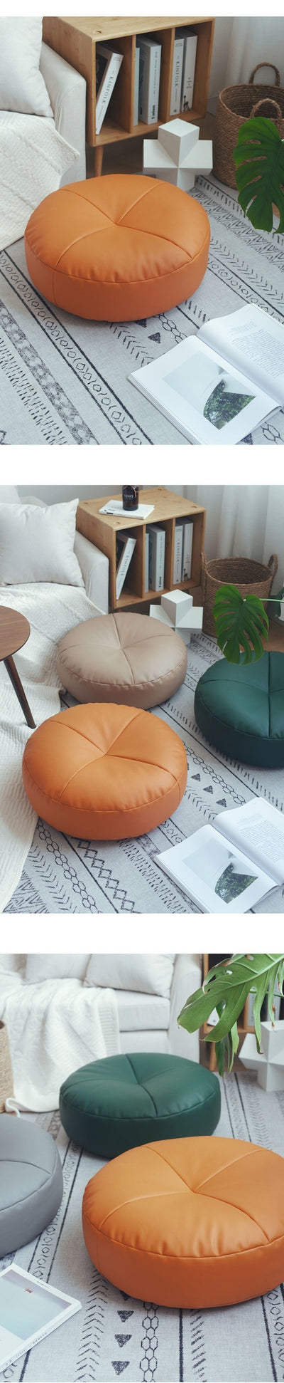 Sofá Futon Tatami de Cuero Estilo Japonés con Cojín de Piso - Image 16