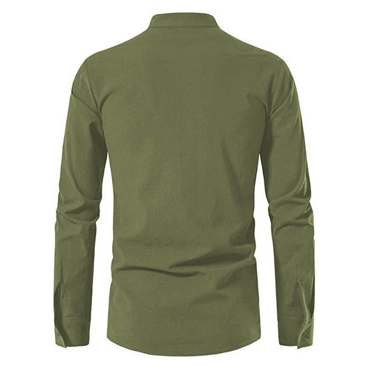 Camisa Cuello Mao Manga Larga Algodón y Lino - Image 29