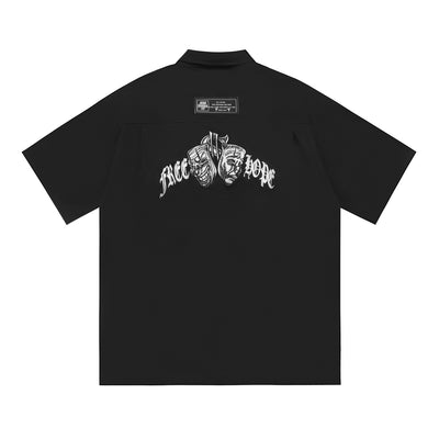 Camisa de Trabajo Talla Grande Suelta con Bordado