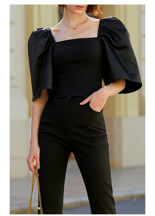 Blusa Elegante Retro con Cuello Cuadrado y Mangas Farol - Image 25