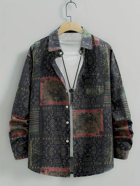 Camisa Manga Larga Estampada a Rayas para Hombre - Image 9