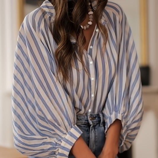 Blusa Rayada Manga Larga Efecto Adelgazante para Mujer
