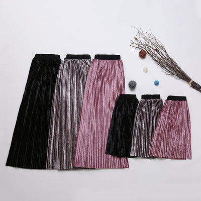 Conjunto a Juego Mamá e Hija con Falda Plisada Simple